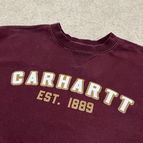 Carhartt Loose Fit Overaized Burgundy/Maroon Crewneck Large - Picture 3 of 7